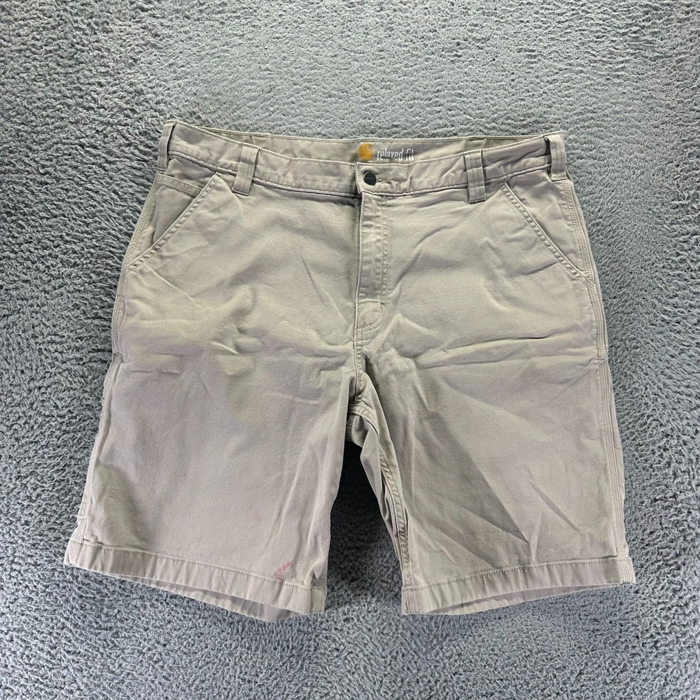 Carhartt Rugged Flex Shorts Mens 40 Beige Cotton Canvas Carpenter Relaxed Fit